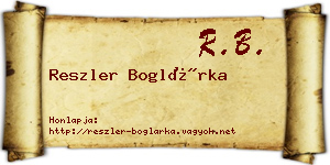 Reszler Boglárka névjegykártya